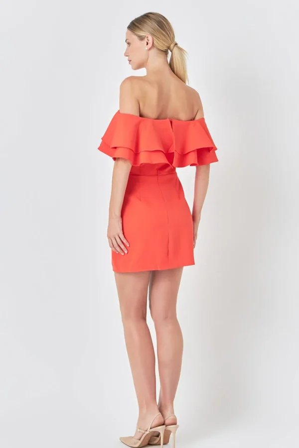 ENDLESS ROSE Sweaters & Knits | Tops*- Ruffled Off Shoulder Mini Dress