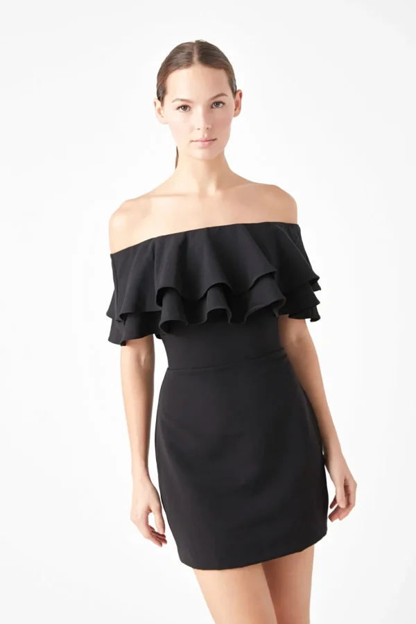 ENDLESS ROSE Sweaters & Knits | Tops*- Ruffled Off Shoulder Mini Dress
