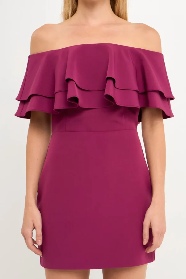ENDLESS ROSE Sweaters & Knits | Tops*- Ruffled Off Shoulder Mini Dress