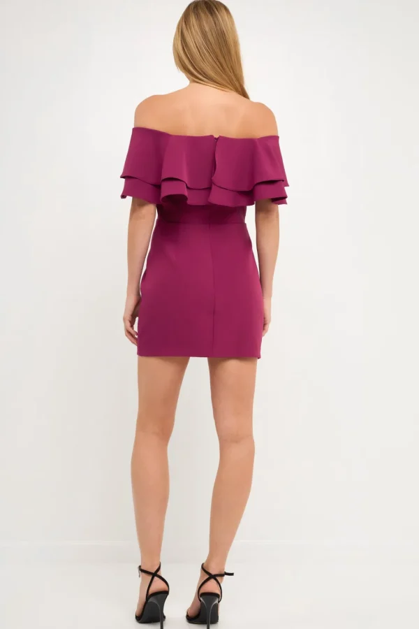 ENDLESS ROSE Sweaters & Knits | Tops*- Ruffled Off Shoulder Mini Dress