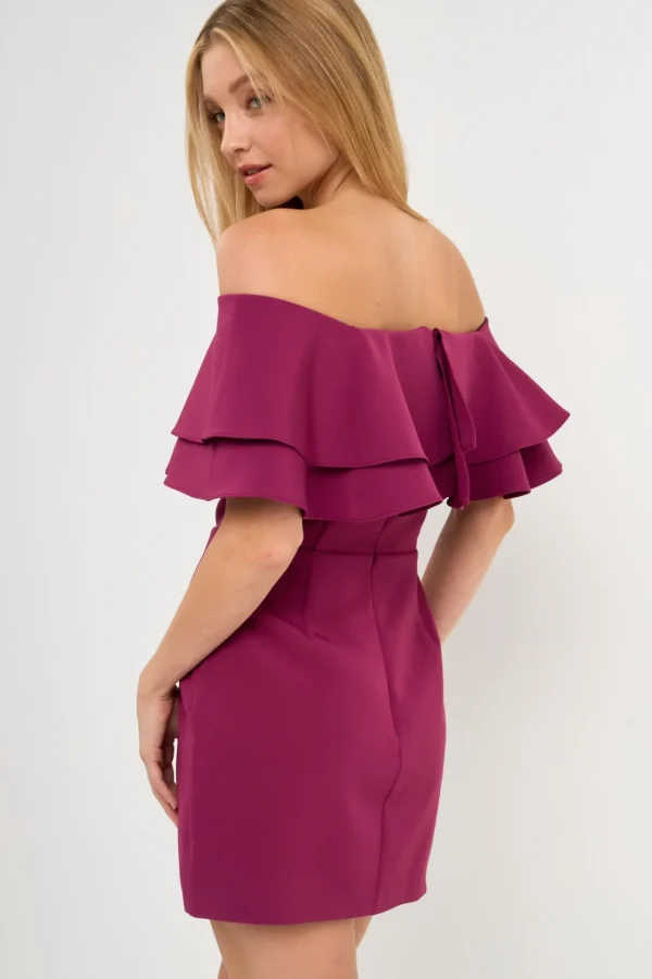 ENDLESS ROSE Sweaters & Knits | Tops*- Ruffled Off Shoulder Mini Dress