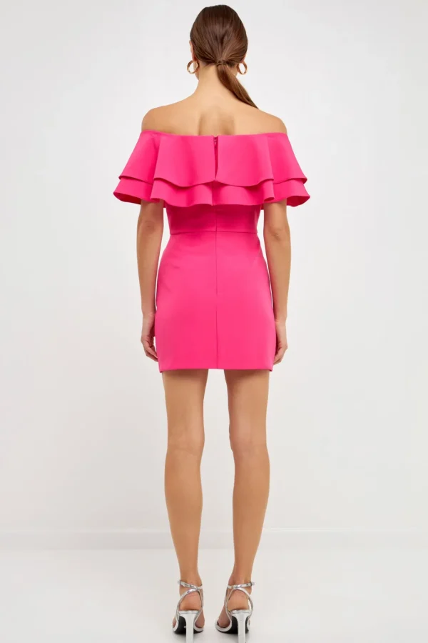 ENDLESS ROSE Sweaters & Knits | Tops*- Ruffled Off Shoulder Mini Dress
