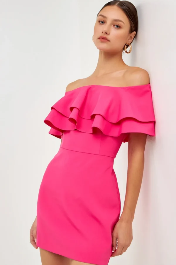 ENDLESS ROSE Sweaters & Knits | Tops*- Ruffled Off Shoulder Mini Dress
