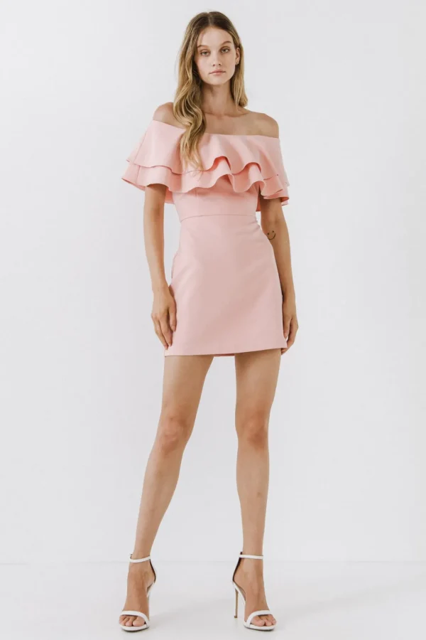ENDLESS ROSE Sweaters & Knits | Tops*- Ruffled Off Shoulder Mini Dress