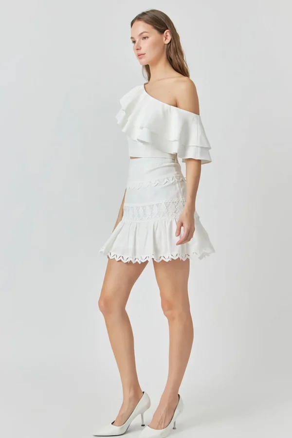 ENDLESS ROSE Tops*- Ruffled One Shoulder Top