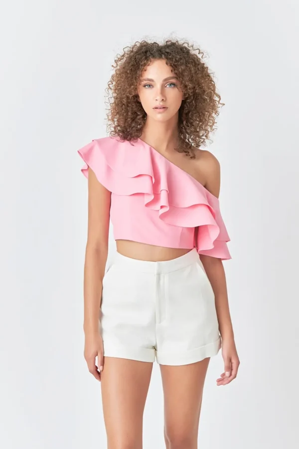 ENDLESS ROSE Tops*- Ruffled One Shoulder Top