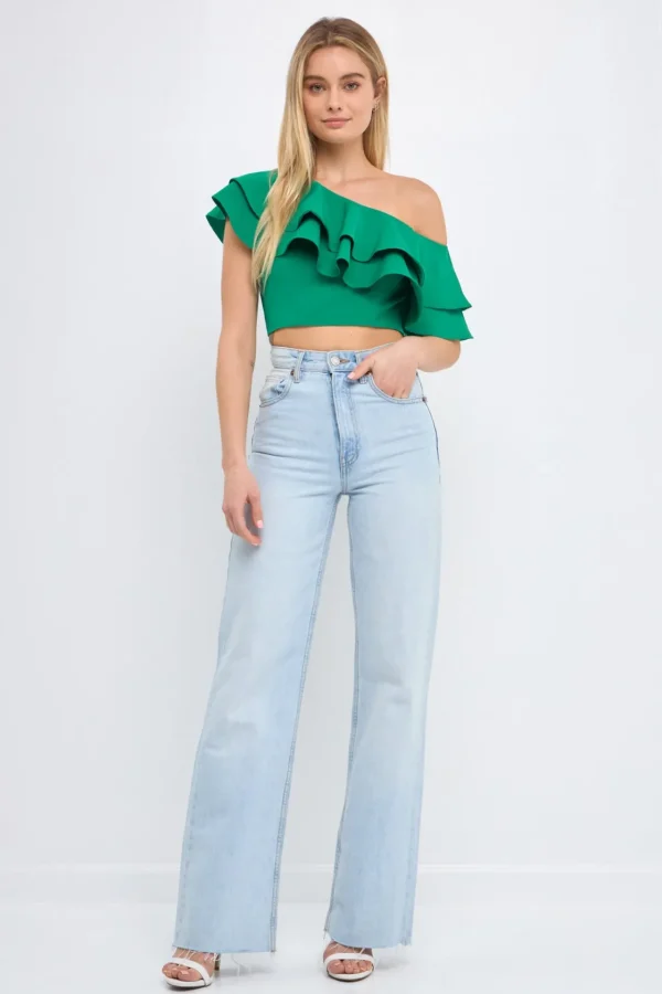 ENDLESS ROSE Tops*- Ruffled One Shoulder Top