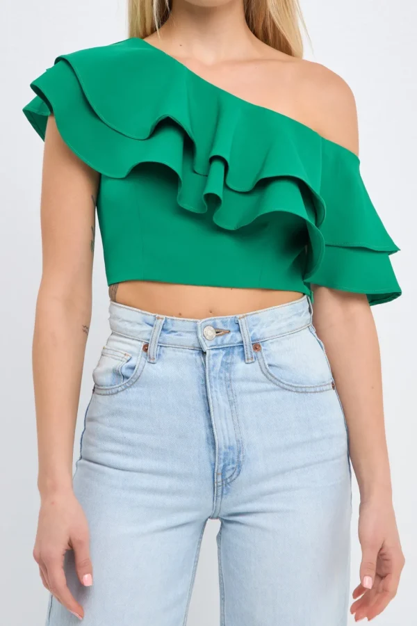 ENDLESS ROSE Tops*- Ruffled One Shoulder Top