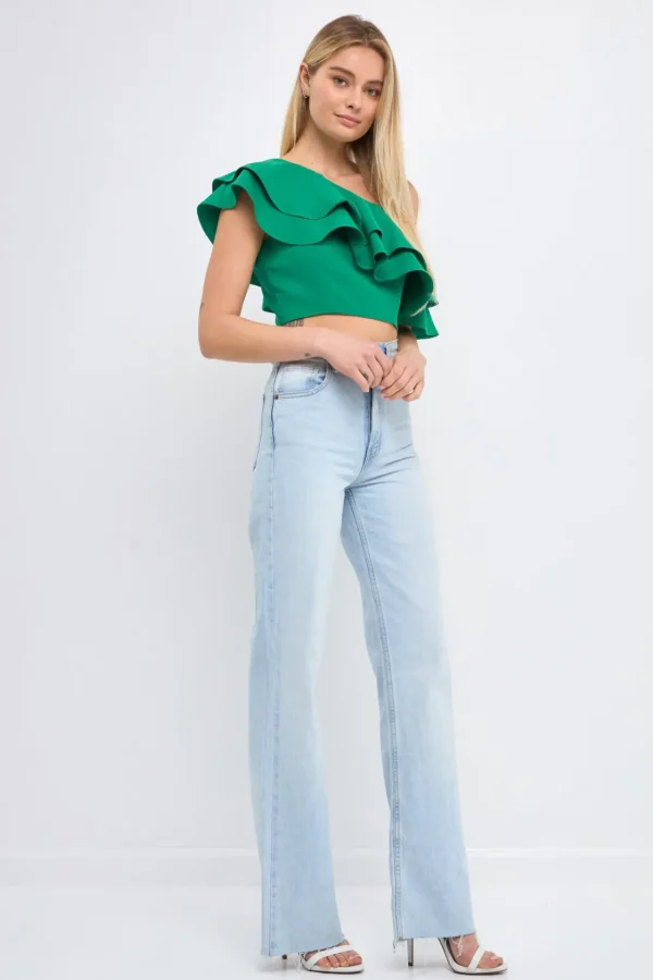 ENDLESS ROSE Tops*- Ruffled One Shoulder Top