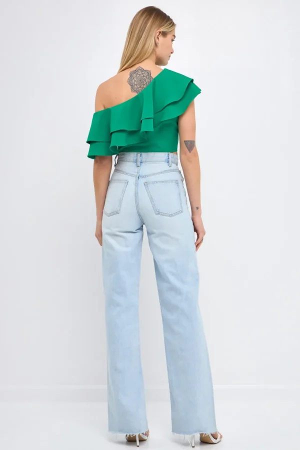 ENDLESS ROSE Tops*- Ruffled One Shoulder Top