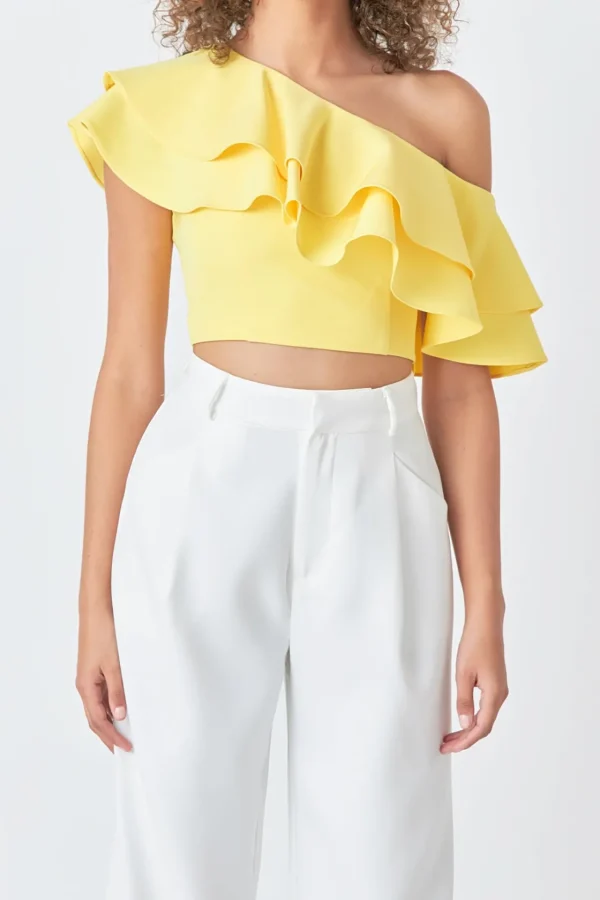 ENDLESS ROSE Tops*- Ruffled One Shoulder Top