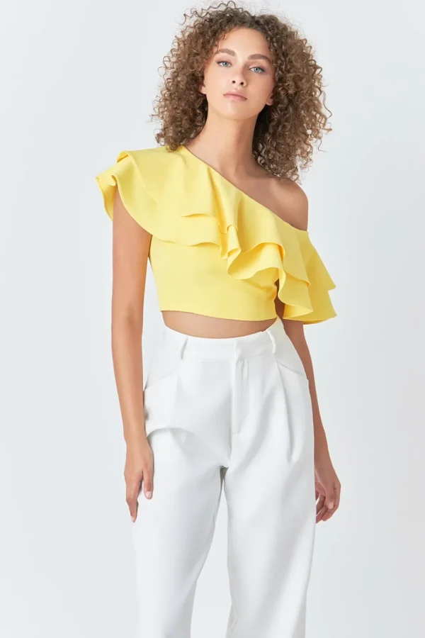ENDLESS ROSE Tops*- Ruffled One Shoulder Top