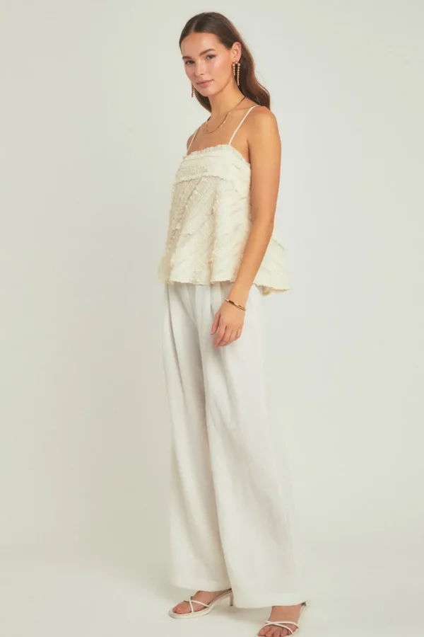 ENDLESS ROSE Tops*- Ruffled Sleeveless Top CREAM