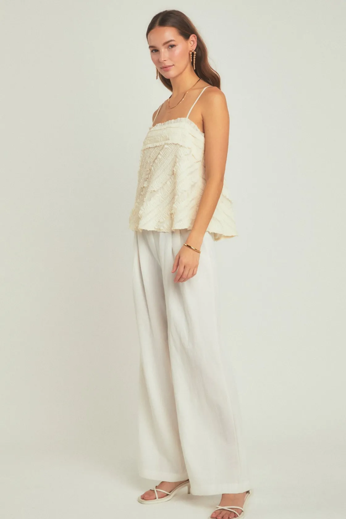 endless_rose__ruffled_sle_1-1.webp ENDLESS ROSE Tops*- Ruffled Sleeveless Top CREAM