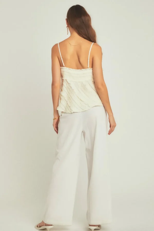 ENDLESS ROSE Tops*- Ruffled Sleeveless Top CREAM