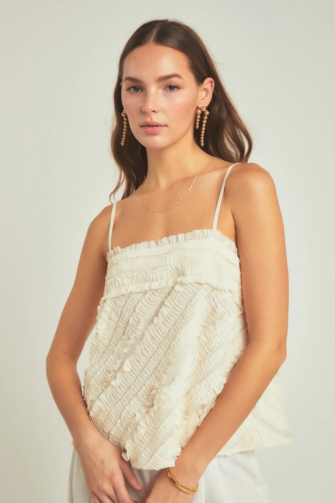 endless_rose__ruffled_sle_3-1.webp ENDLESS ROSE Tops*- Ruffled Sleeveless Top CREAM