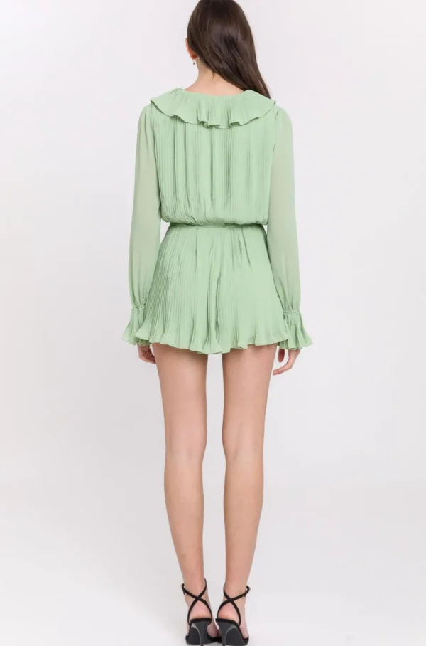ENDLESS ROSE Tops*- Ruffled V-neck Romper GREEN