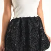 ENDLESS ROSE Strapless | Tops*- Sabrina Floral Sequin Strapless Mini Dress IVORY/BLACK