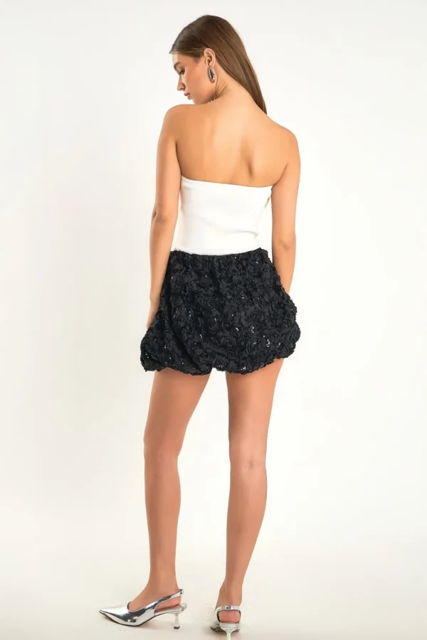 ENDLESS ROSE Strapless | Tops*- Sabrina Floral Sequin Strapless Mini Dress IVORY/BLACK