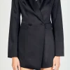 ENDLESS ROSE Little Black Dress | Blazers*- Satin Blazer Romper