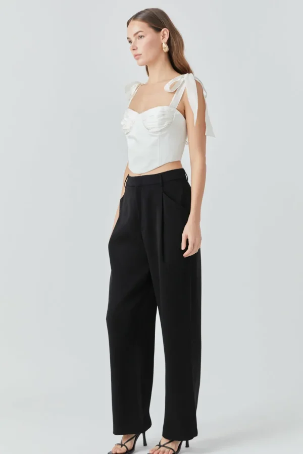 ENDLESS ROSE Tops*- Satin Bustier Top CREAM