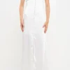 ENDLESS ROSE White Dresses | Satin Dresses*- Satin Button Down Maxi Dress WHITE