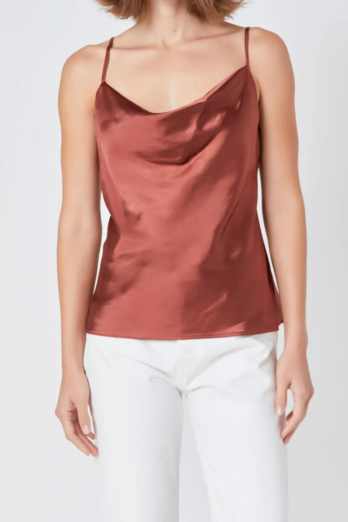 endless_rose__satin_cowl__0.webp ENDLESS ROSE Tops*- Satin Cowl Neck Top