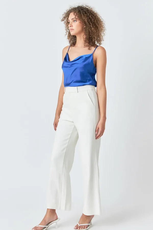 ENDLESS ROSE Tops*- Satin Cowl Neck Top