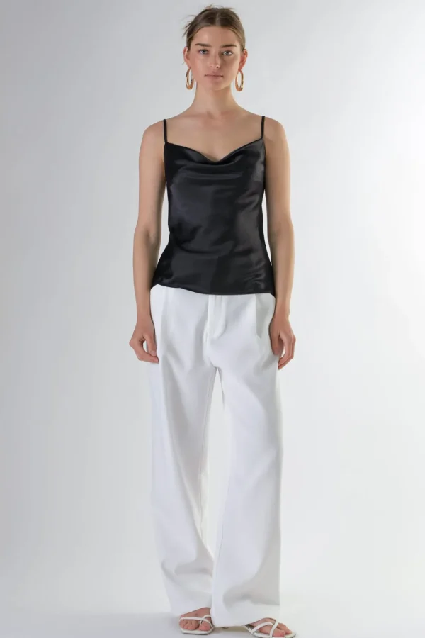 ENDLESS ROSE Tops*- Satin Cowl Neck Top