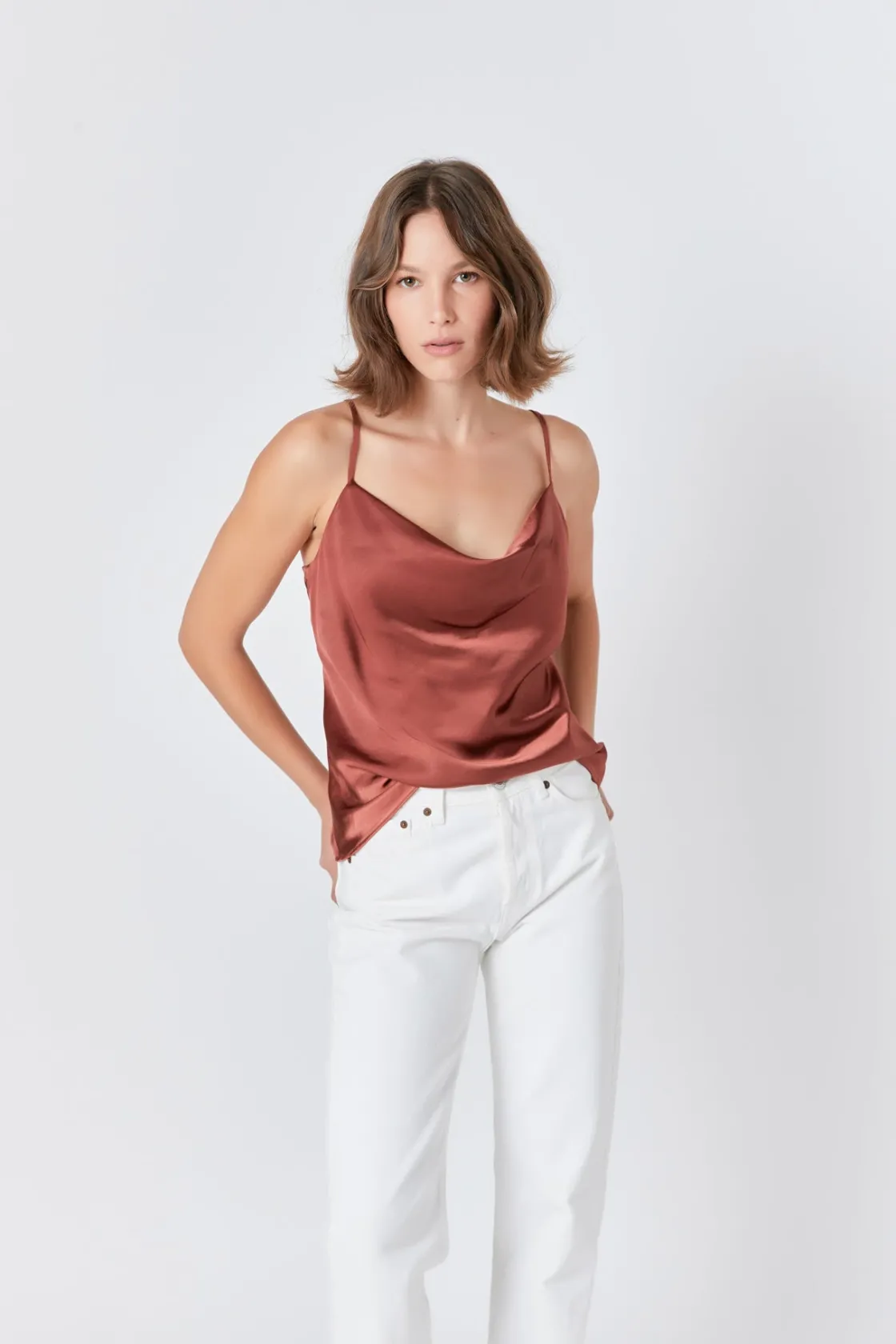 endless_rose__satin_cowl__3.webp ENDLESS ROSE Tops*- Satin Cowl Neck Top