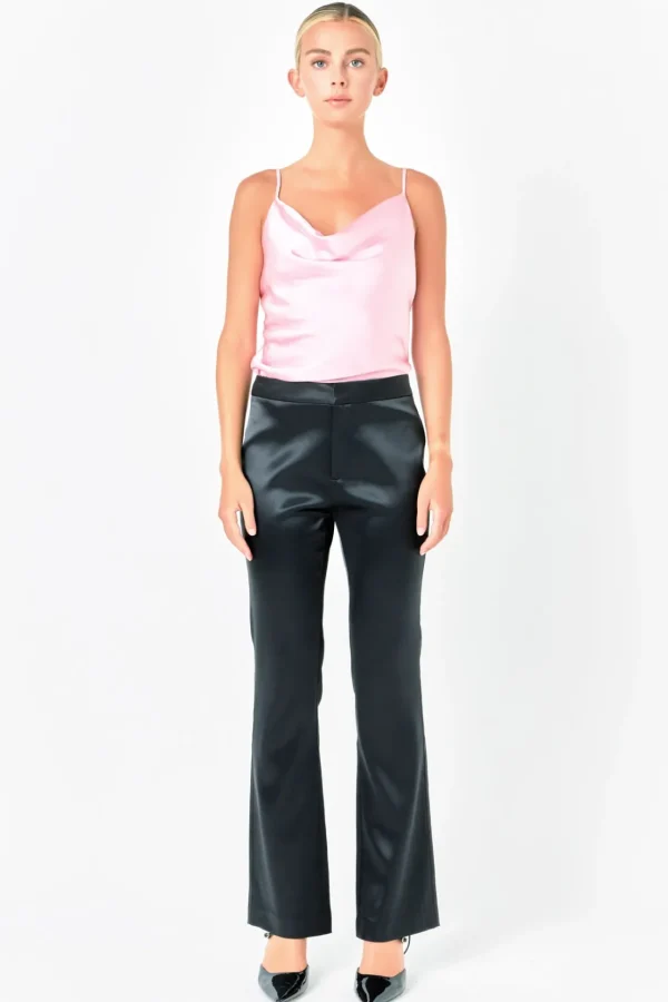 ENDLESS ROSE Tops*- Satin Cowl Neck Top