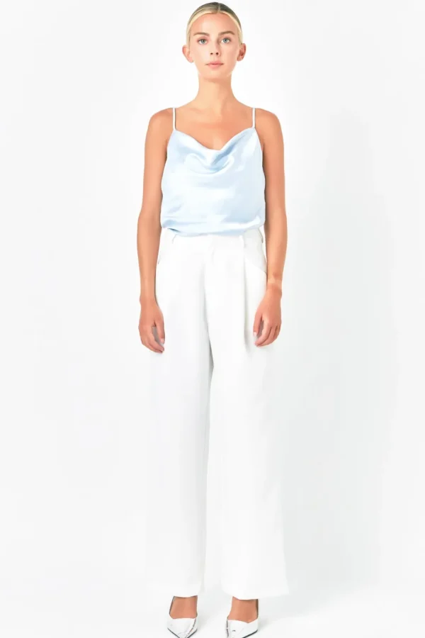 ENDLESS ROSE Tops*- Satin Cowl Neck Top