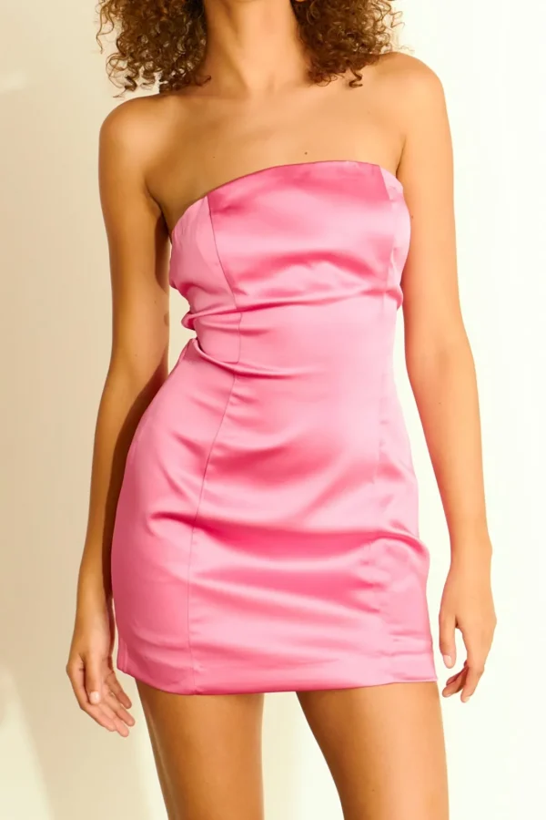 ENDLESS ROSE Satin Dresses | Bodycon Dresses*- Satin Cross Spaghetti Tie Mini Dress BERRYPINK