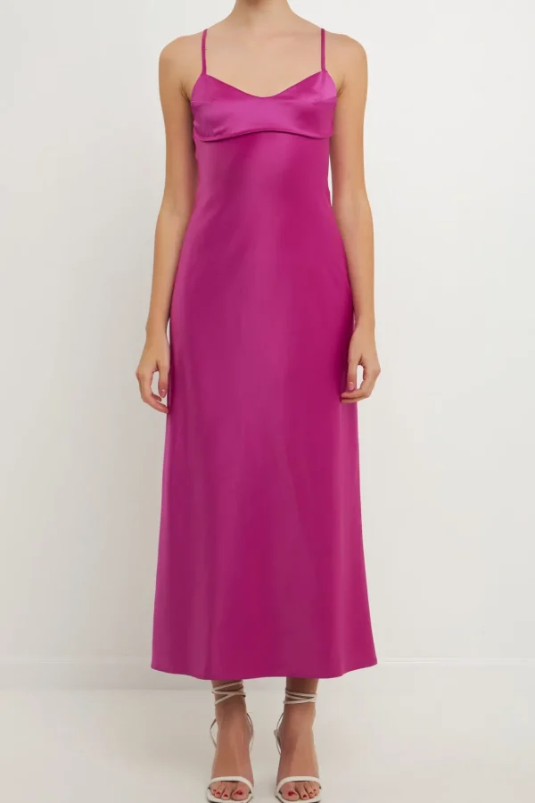 ENDLESS ROSE Satin Dresses | Strapless*- Satin Cut-Out Maxi Dress ORCHID