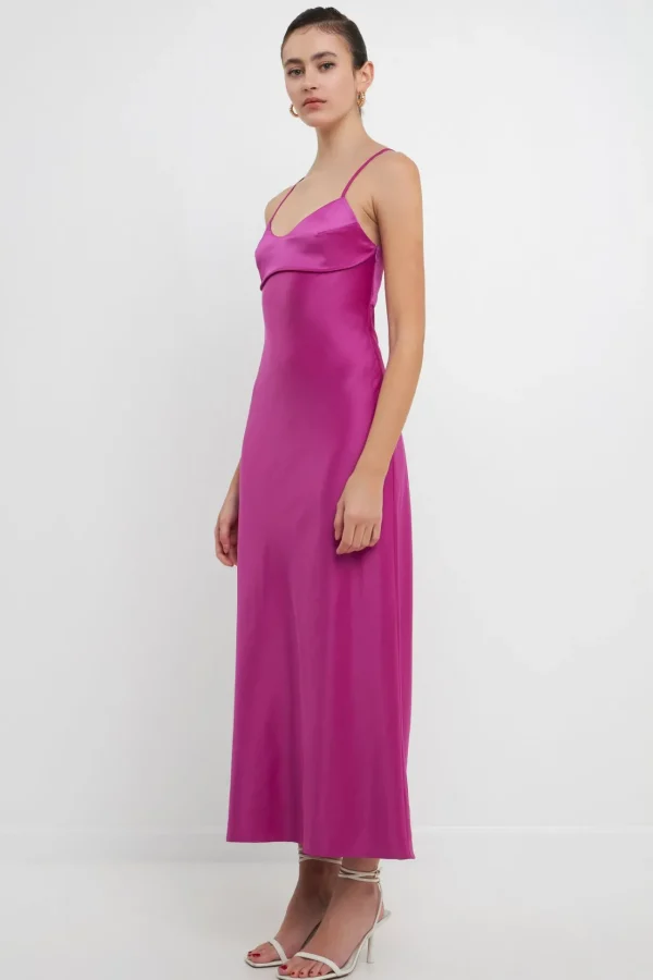 ENDLESS ROSE Satin Dresses | Strapless*- Satin Cut-Out Maxi Dress ORCHID