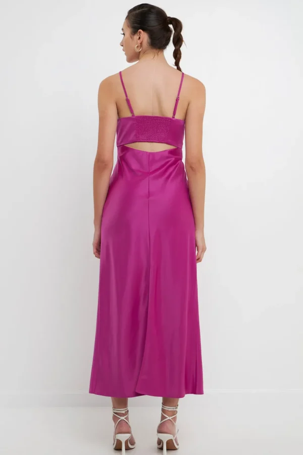 ENDLESS ROSE Satin Dresses | Strapless*- Satin Cut-Out Maxi Dress ORCHID