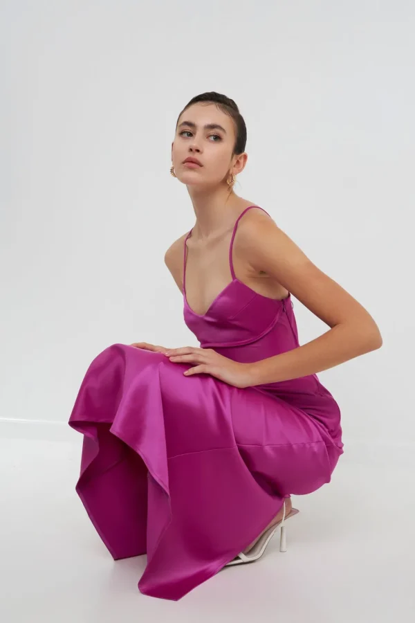ENDLESS ROSE Satin Dresses | Strapless*- Satin Cut-Out Maxi Dress ORCHID
