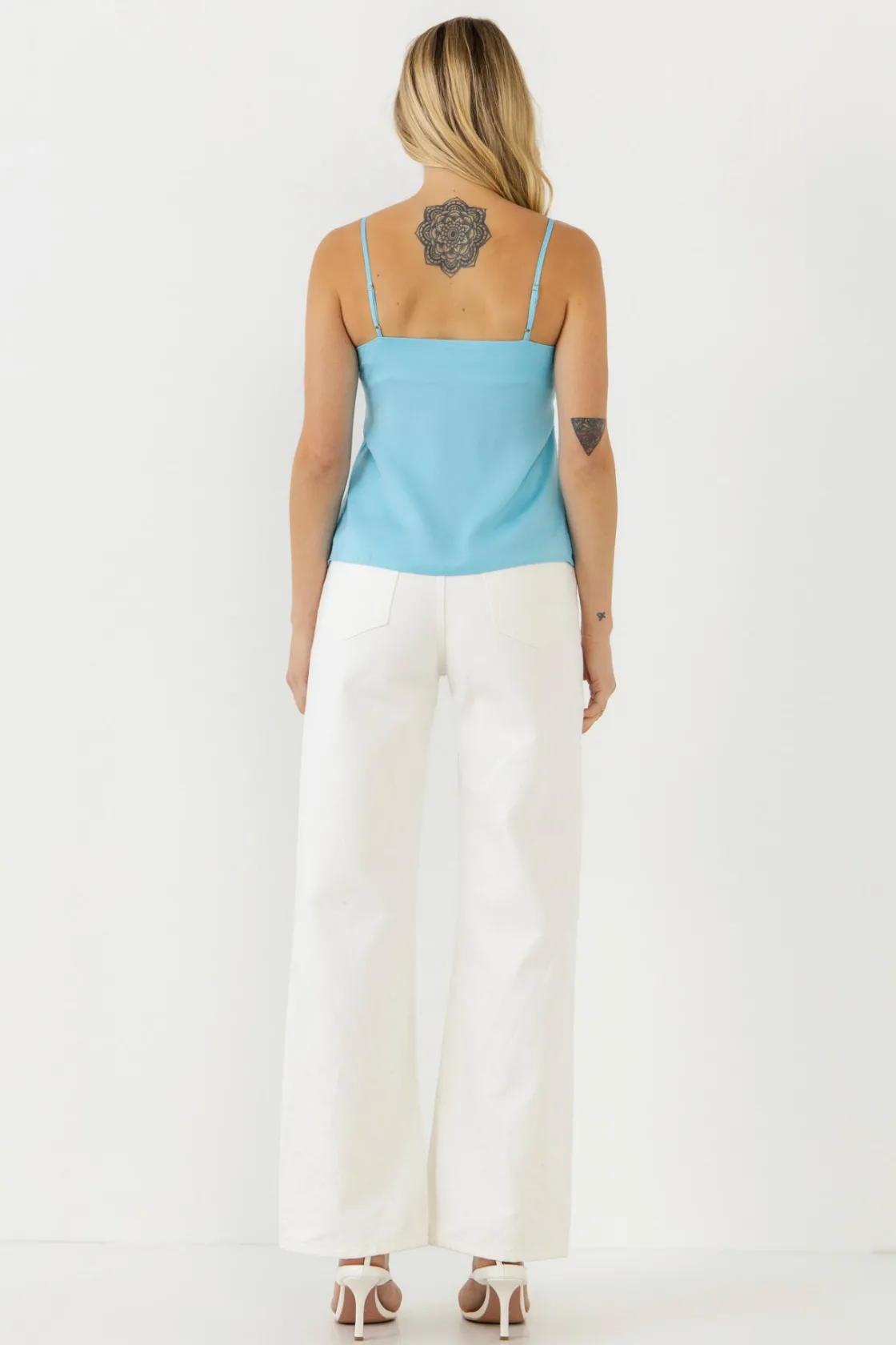 endless_rose__satin_effec_2.webp ENDLESS ROSE Tops*- Satin Effect Knotted Top SKYBLUE