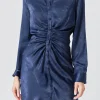 ENDLESS ROSE Satin Dresses | Tops*- Satin Front Cinched Mini Dress NAVY