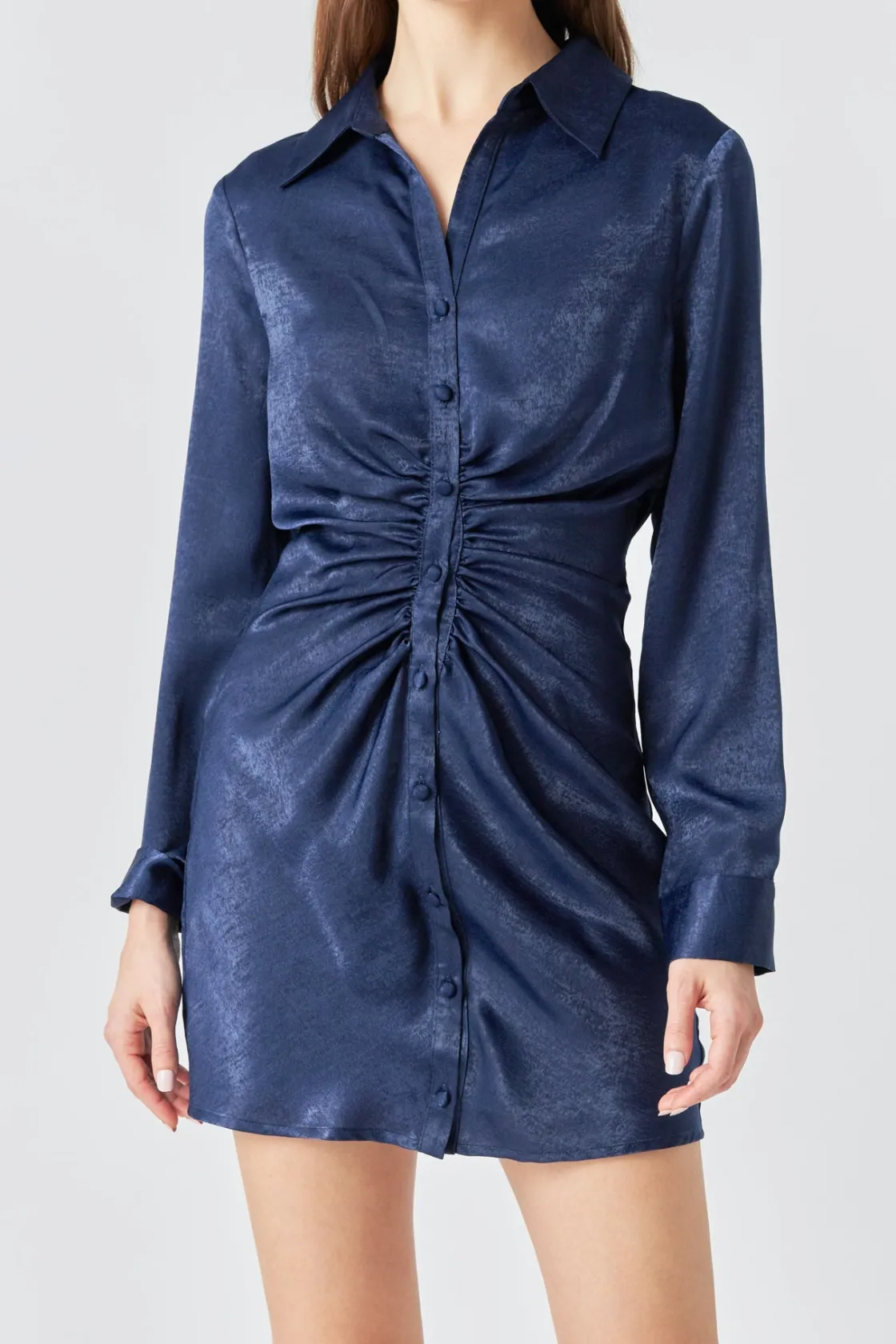endless_rose__satin_front_0.webp ENDLESS ROSE Satin Dresses | Tops*- Satin Front Cinched Mini Dress NAVY
