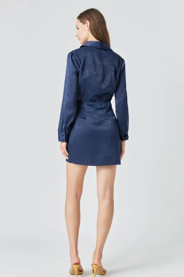 ENDLESS ROSE Satin Dresses | Tops*- Satin Front Cinched Mini Dress NAVY