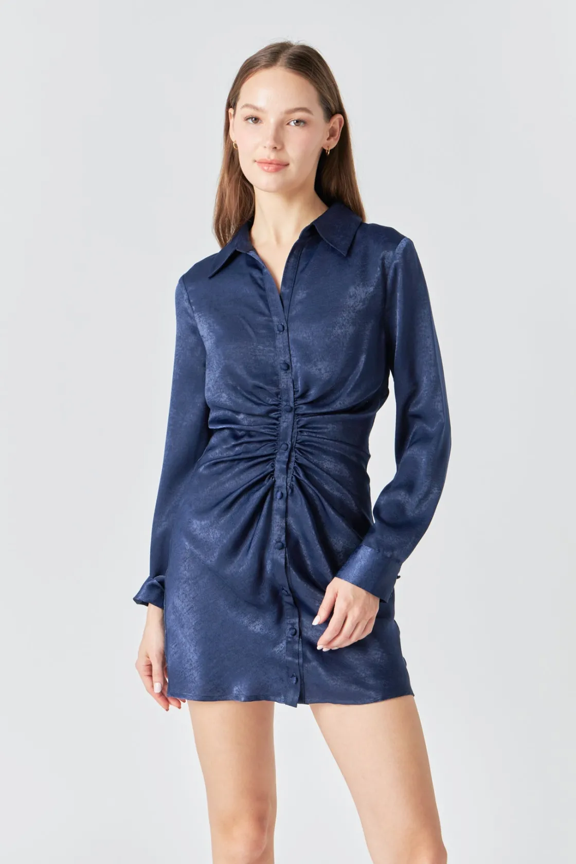 endless_rose__satin_front_3.webp ENDLESS ROSE Satin Dresses | Tops*- Satin Front Cinched Mini Dress NAVY