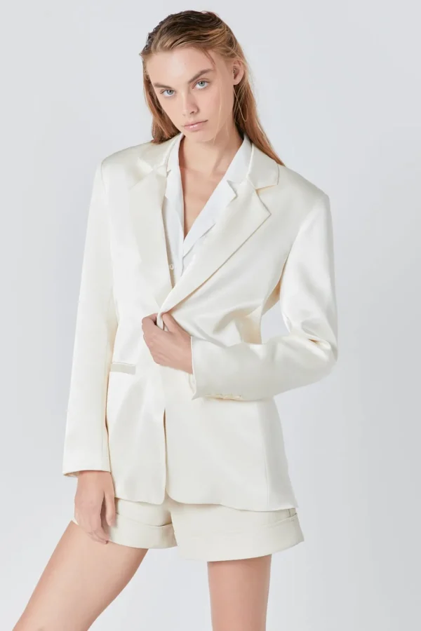 ENDLESS ROSE Jackets & Coats | Blazers*- Satin Relaxed Blazer CHAMPAGNE
