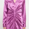 ENDLESS ROSE Satin Dresses | Tops*- Satin Ruched Long-Sleeve Mini Dress GRAPE