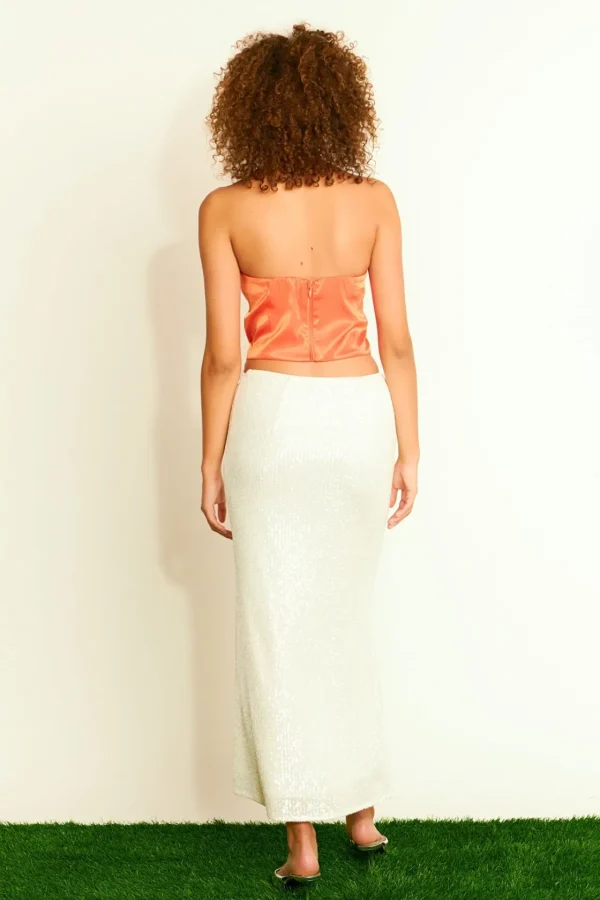 ENDLESS ROSE Tops*- Satin Strapless Curved Bustier