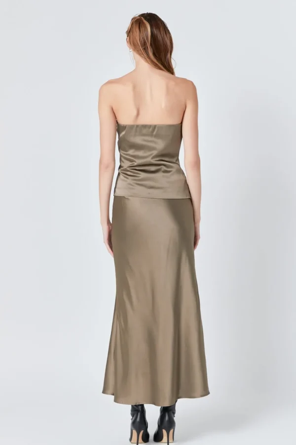 ENDLESS ROSE Tops*- Satin Strapless Top ESPRESSO