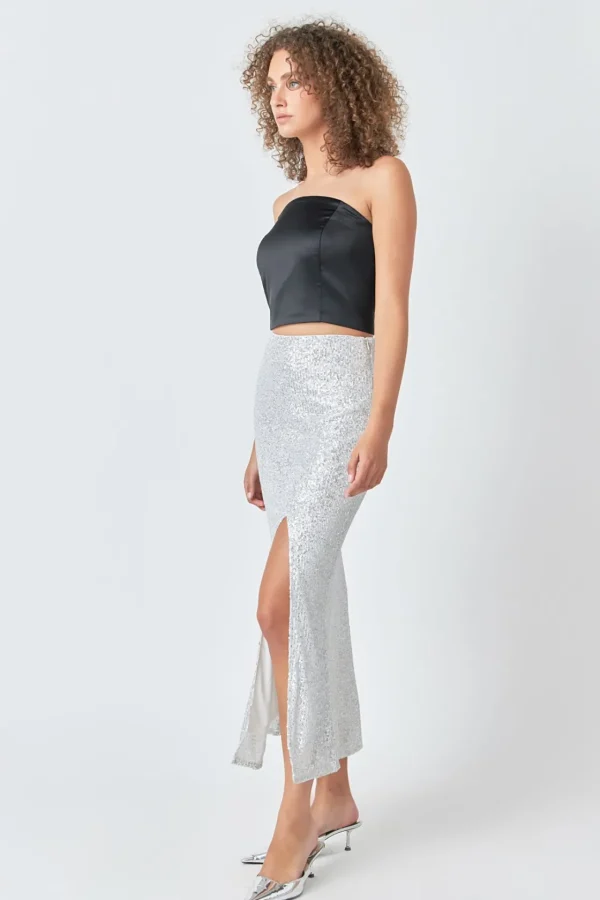 ENDLESS ROSE Tops*- Satin Strapless Curved Bustier