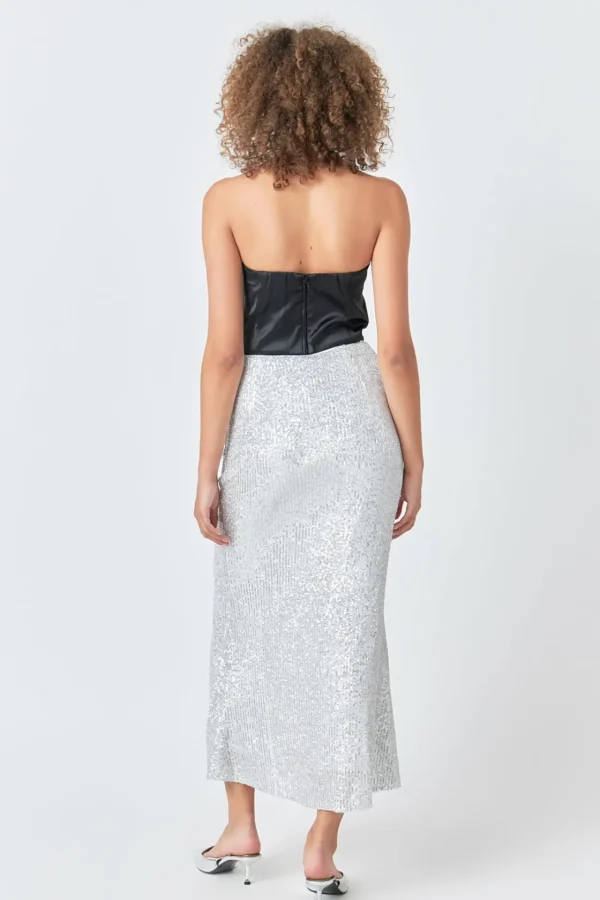 ENDLESS ROSE Tops*- Satin Strapless Curved Bustier