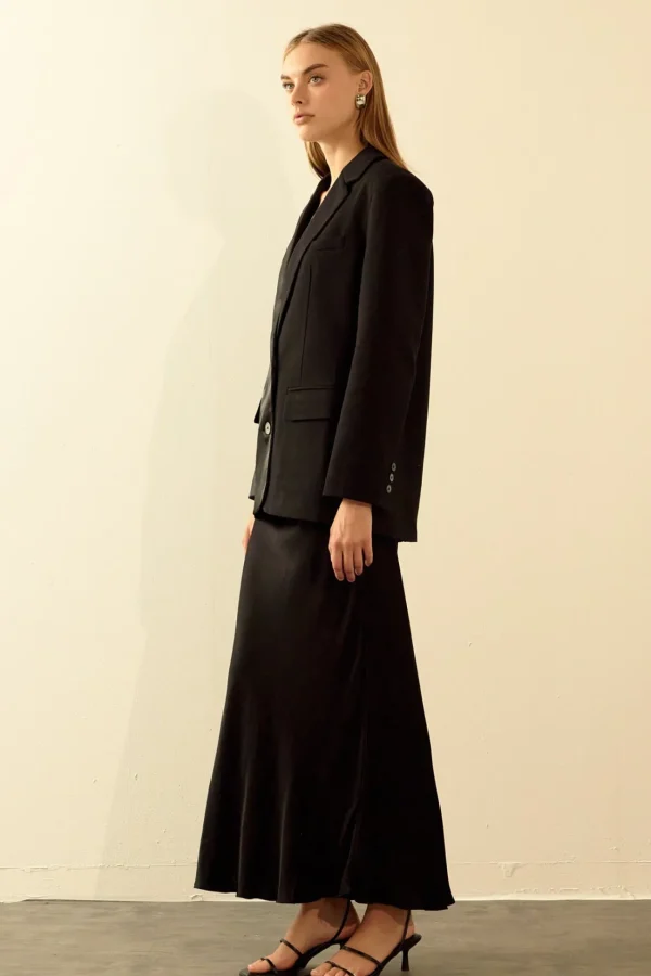 ENDLESS ROSE Blazers | Tops*- Satin Suit Blazer BLACK
