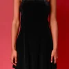 ENDLESS ROSE Satin Dresses | Tops*- Satin Tie Velvet Mini Dress BLACK